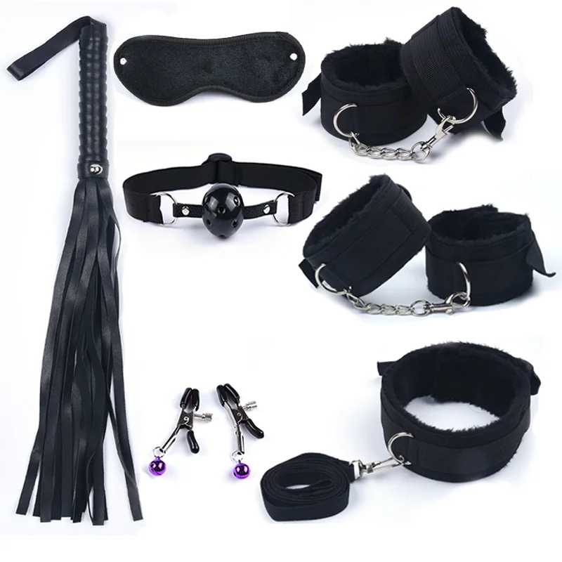 Rabbit Tail Anal Plug Bondage Set Sex Toys For Women Whip Handcuffs For Sex Bdsm With 10 Speed Vibrator Exotic Adult Games