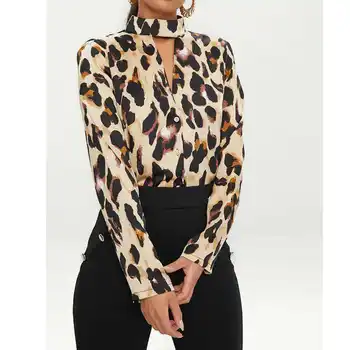 

Womens Fashion Autumn Long Sleeve Leopard Print Blouse Top