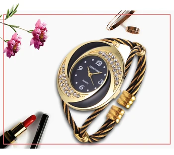 

GEEKTHINK 2017 Brand Rhinestone Whirlwind Design Metal Weave Clock female Dress Girls Bracelet Bangle Quartz Casual watch women