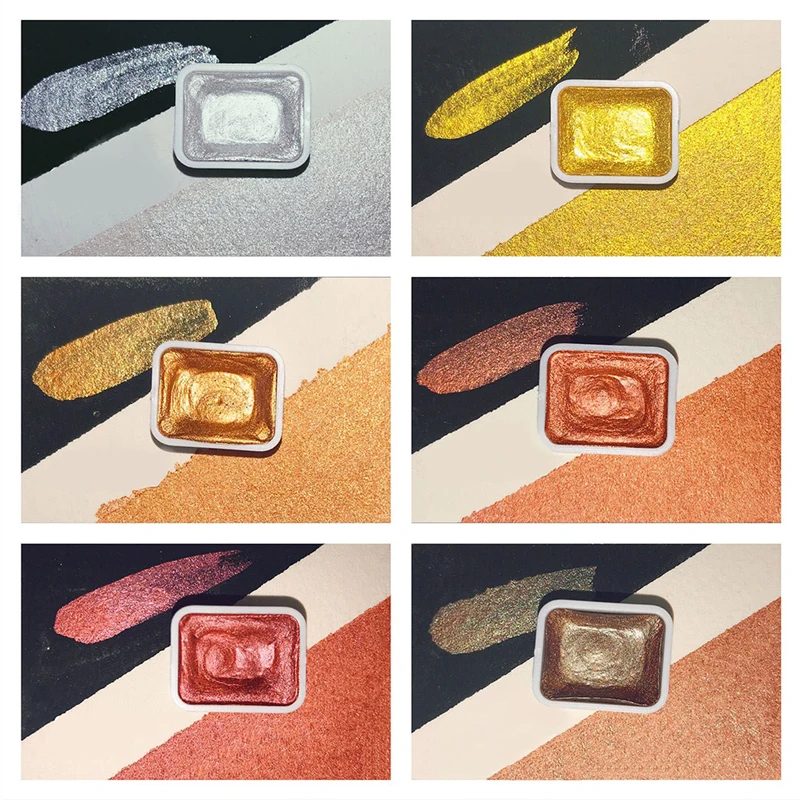 6/12/18 color Pearlescent Watercolor Pigment Pearlescent Pigment Art Metallic Glitter Acuarela School Stationery Glitter Powder
