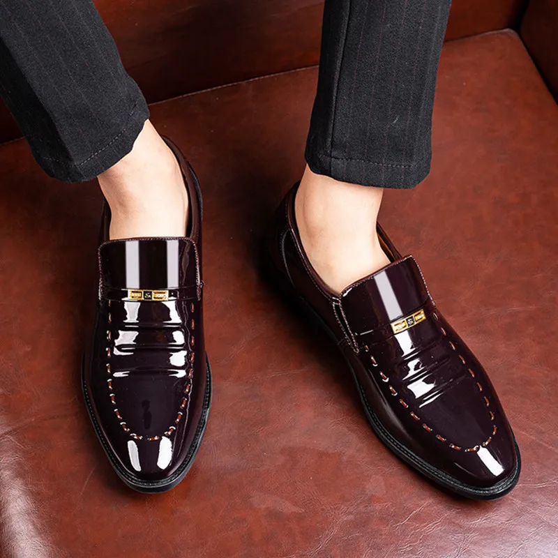 Mocasines de charol para hombre, zapatos de vestir de talla grande,  clásicos, italianos, de negocios, color marrón y negro|Zapatos formales| -  AliExpress