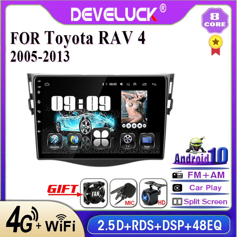 

Android 10.0 car radio For Toyota RAV4 2005-2013 2 din DSP+48EQ GPS navigation multimedia video player 4G net WIFI RDS 4G+64G