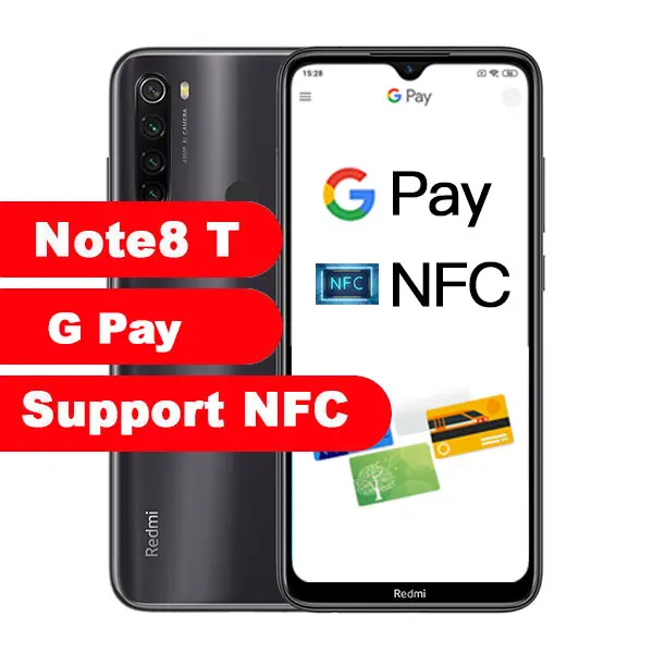 Xiaomi Redmi Note 8T с глобальной версией, 3 ГБ, 32 ГБ, NFC, восьмиядерный смартфон Snapdragon 665, 6,3 дюйма, 48 МП, четырехъядерный, задняя камера 18 Вт - Цвет: Grey
