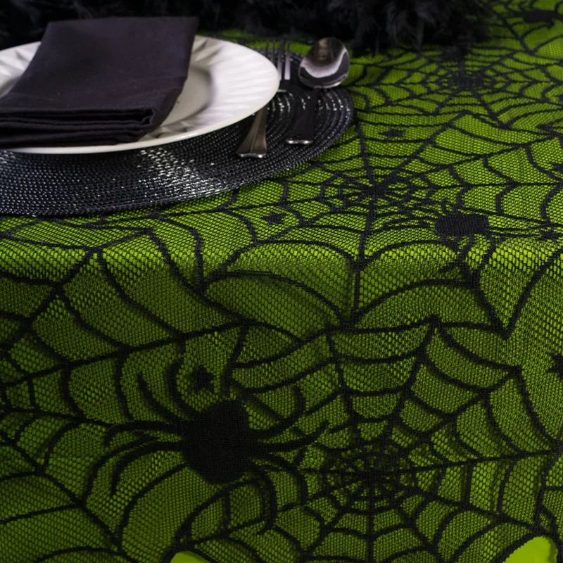 54x72 Inch Halloween Party Decoration Lace Tablecloth Black Spider Web Perfect for Halloween Dinner Parties and Scary Movie Nigh