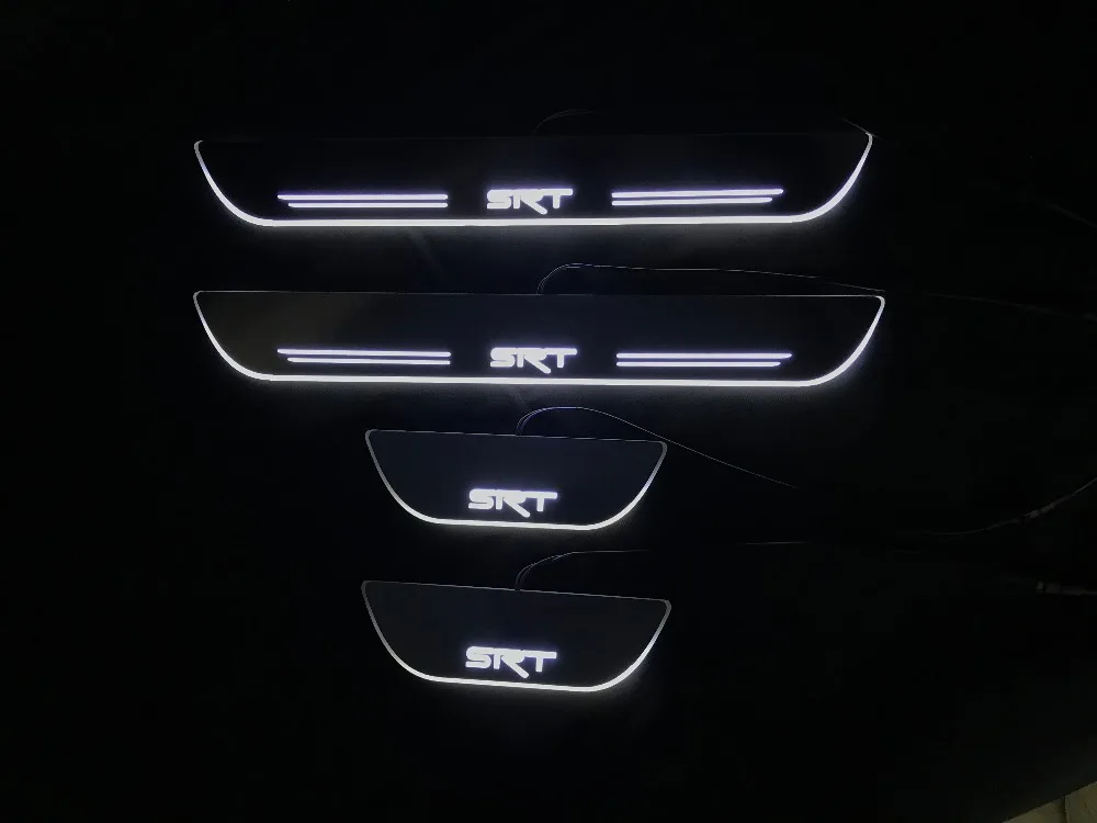 Osmrk светодиодные движущиеся двери scuff для jeep grand cherokee srt динамические пороги пластины плоской накладки потока/фиксированный светильник, 4 шт