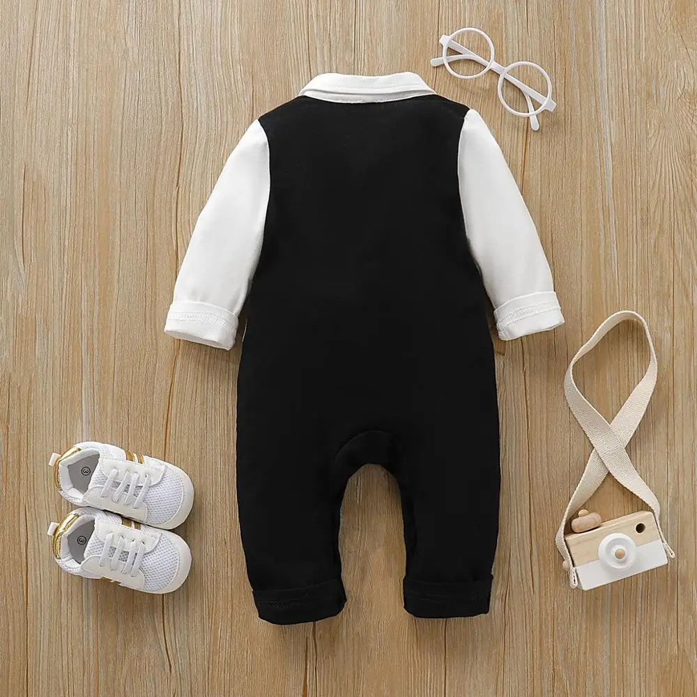 Baby Rompers Long Sleeve Newborn Boys Jumpsuits Fashion Gentlemen Style Toddler Kids Overalls One Pieces Children Outfit Clothes
