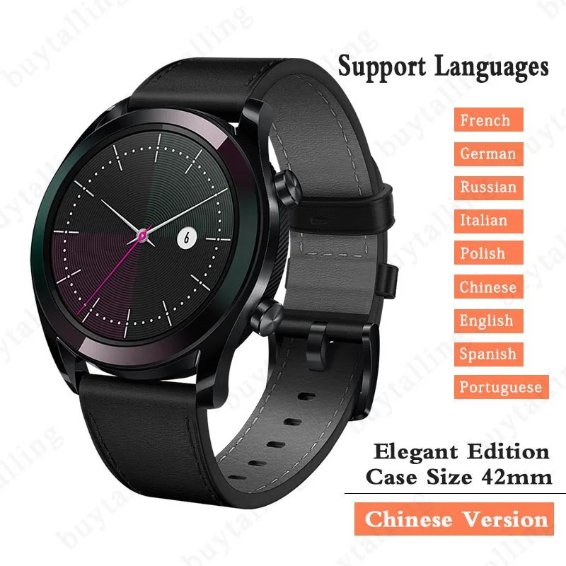 CN black Elegant Huawei Watch GT Смарт часы Экстра Долгое время работы от батареи для Android iOS Поддержка водонепроницаемый телефонный звонок частота сердечных сокращений gps - Цвет: CN black Elegant