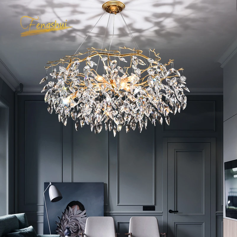 Nordic LED Crystal Chandelier Lighting for Living Room Loft Hanging Lamp Hotel Hall Indoor Decor Restaurant Chandeliers Ceiling