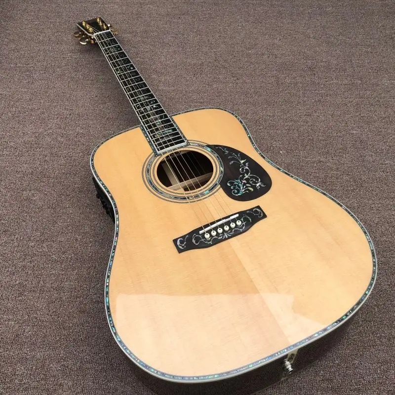 Custom Solid Spruce Top 41'' D45 20 frets Acoustic Guitar with EQ Abalone Inlay with Multi