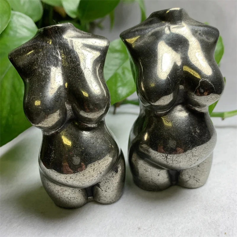 Natural Pyrite Goddess Statue Crystal Carved Woman Torso Energy Body Sculpture Decorate Gift Room Decor 1pcs