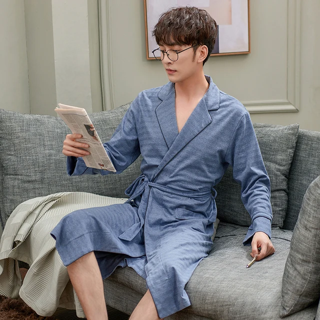 Men's Blue Pure Cotton Bathrobe Buy Bathrobes Online