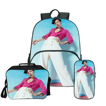 

Sac A Dos Mochila Feminina Harry Styles Backpack Women Lunch Tote Pencil Case 3Pcs/Sets School Bags Zaino Plecak with bag