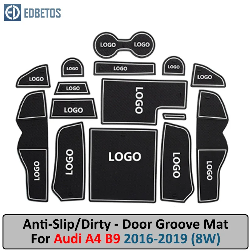 

Anti-Dirty Pad For Audi A4 B9 2016- 2019 A4 8W RS4 S4 S-Line Logo Door Groove Gate Slot Coaster Anti-Slip Mat Car Interiors Gel