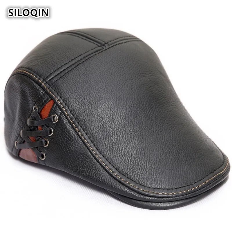 SILOQIN осенне-зимняя шляпа из натуральной кожи мужская мода первый слой коровьей береты Snapback Досуг Туризм движение язык шапка