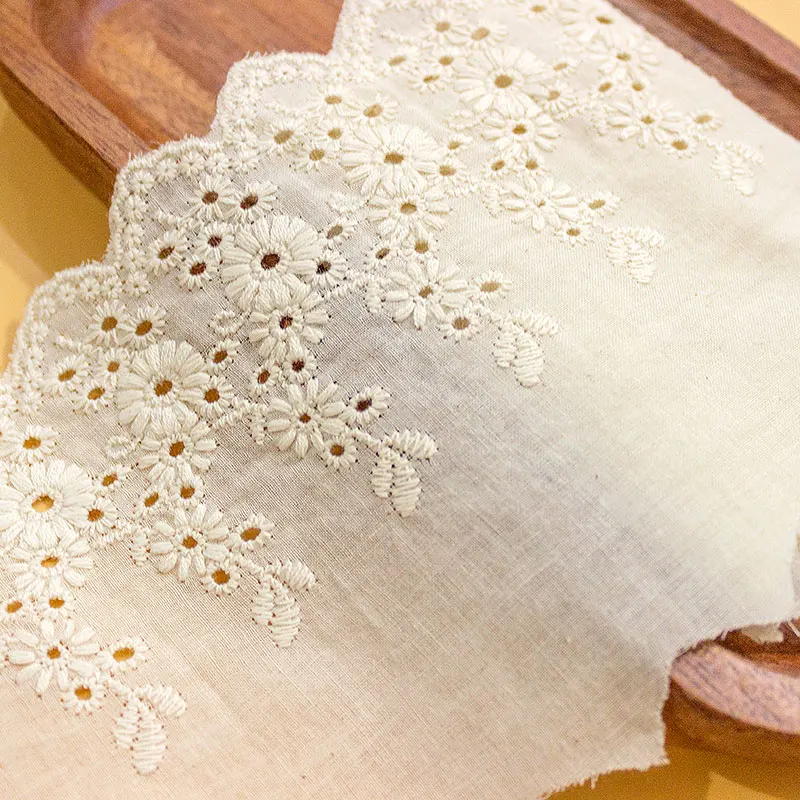 5Yds/lot 11cm wide Handmade Chrysanthemum Embroidery Lace Cotton Fabric For Curtain Sofa Decorative lace fabric,lace garment accessories,lace sewing supplies,lace decoration,lace accessories,lace sewing accessories