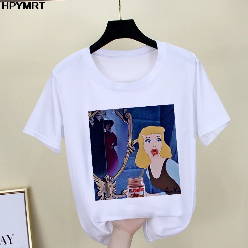 2020 New summer spoof Mona Lisa Print T Shirts Women aesthetics funny Tshirts Casual Short Sleeves Tops t-shirt Female Clothing