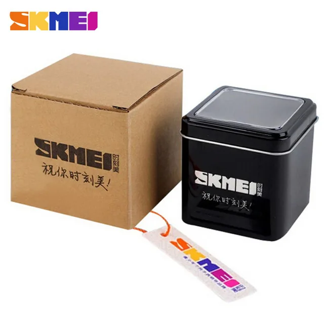 SKmei брендовая металлическая коробка для часов Подарочная модная черная бумажная
