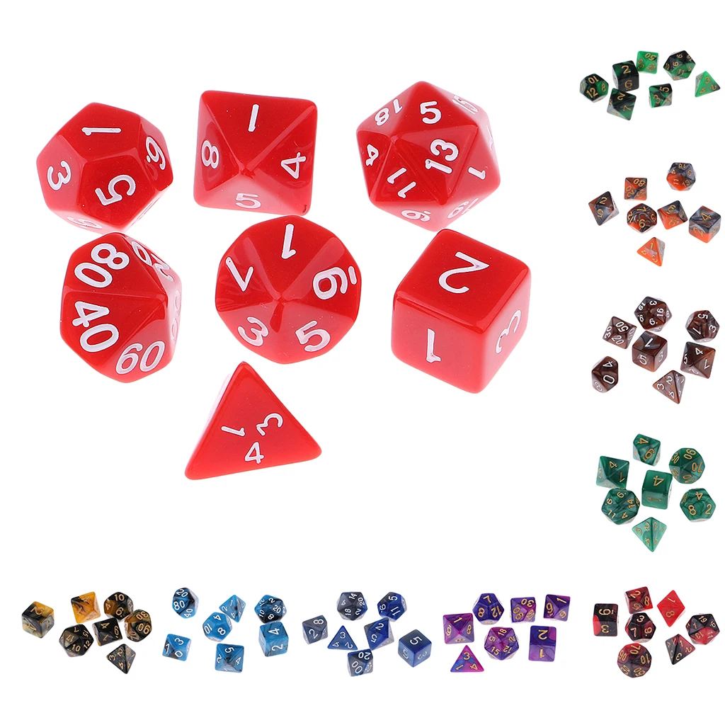 7x многогранные кости многогранные D4-D20 для вечерние настольные игры MTG DND игрушки многогранные Кубики для вечеринок