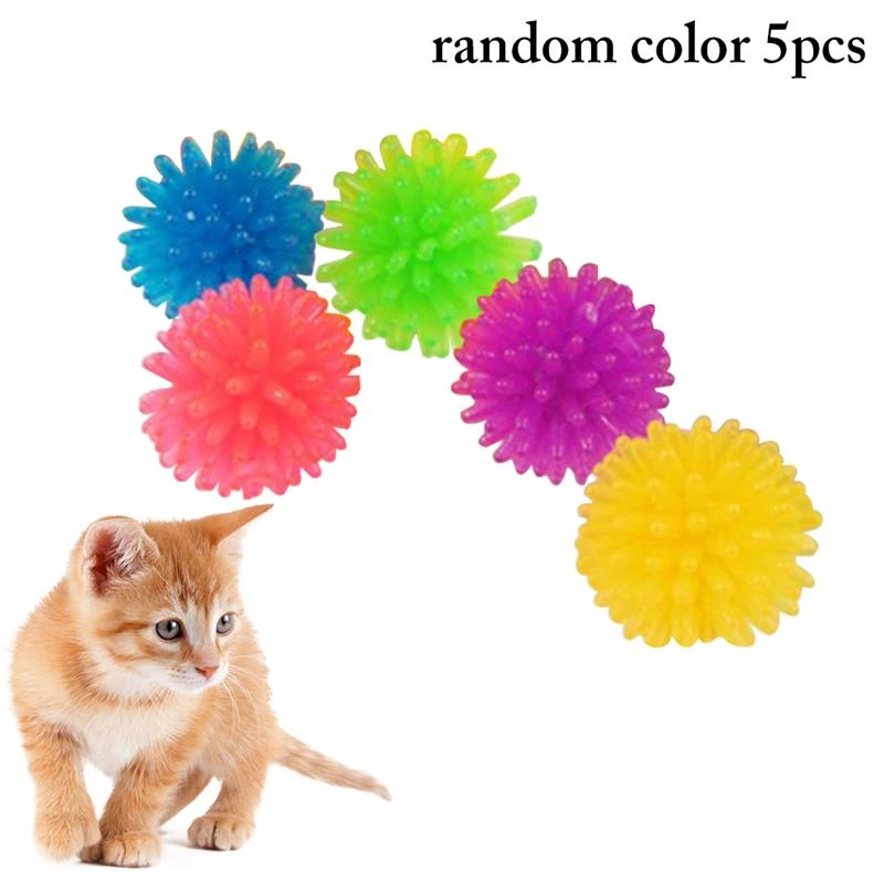 5PCS Rubber Cat Chewing Toy Mini Spiky 