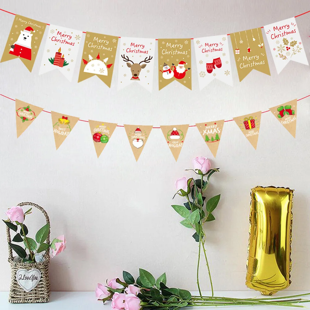 New Style Christmas Showcase Hotel Scene Decoration Flags Christmas Paper Hanging Flag