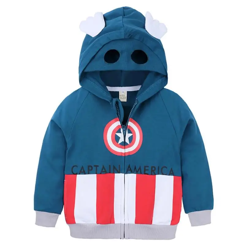 Новые толстовки с капюшоном для мальчиков Мстители, супергерои Marvel, Капитан Америка, Человек-паук, Бэтмен, толстовка для мальчиков, детская куртка с рисунком От 1 до 6 лет
