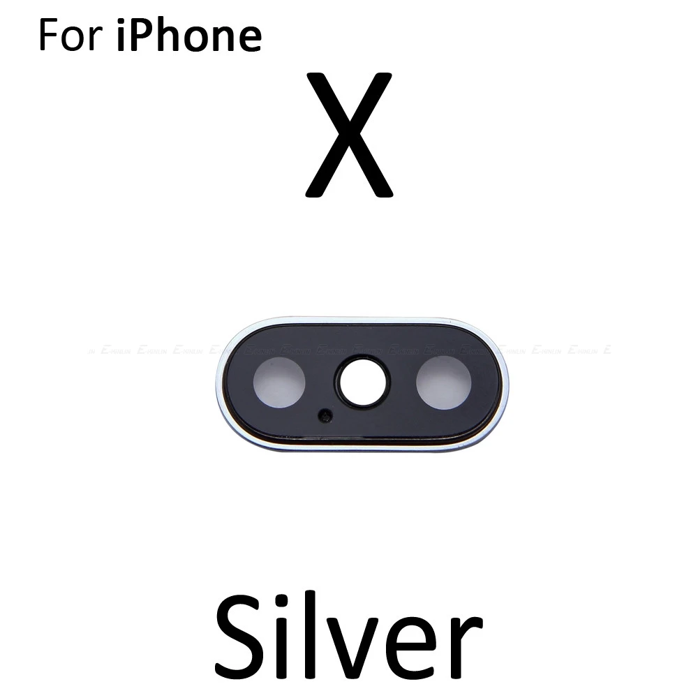 Новое заднее стекло объектива камеры кольцо Крышка для iPhone X 7 8 плюс с рамкой держатель запасные части - Цвет: Silver For iPhone X