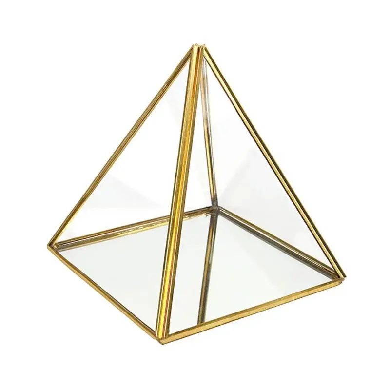 Pyramid Storage Box Glass Terrarium Design Jewelry Holder Clear Faceted Succulent Air Plant Planter Box Pot/Keepsake Display Bow