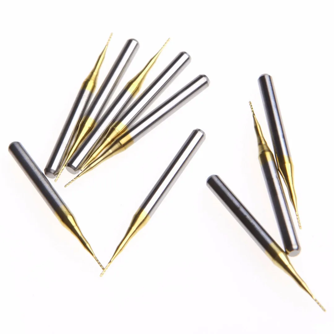 DWZ 10pcs New Titanium Coat Carbide 3.175x0.5mm End Mill Engraving Bits CNC Cutters