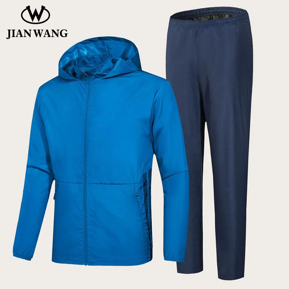 

JIANWANG Men Tracksuit Autumn Winter Zipper Sportswear 2 Piece Sets Men Hoodie Jacket+ Pants Sets