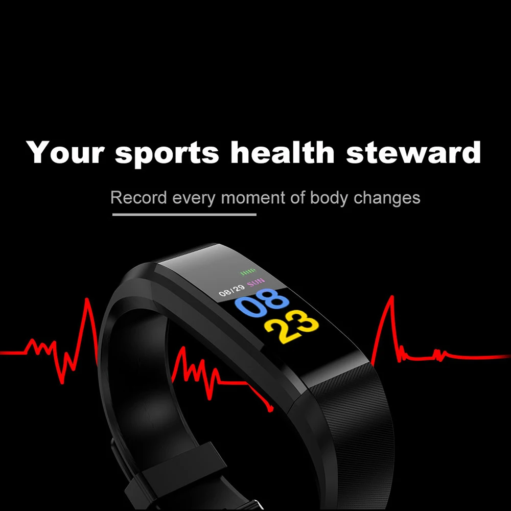115 плюс умный Браслет фитнес-трекер монитор сердечного ритма водонепроницаемый браслет умные часы для мужчин и женщин для Android IOS