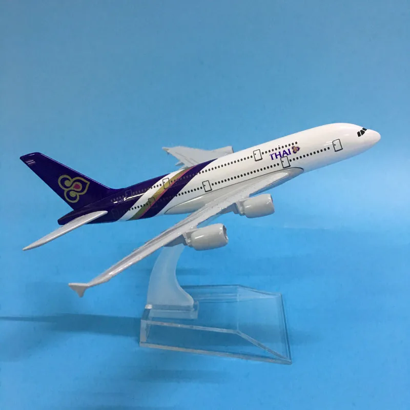 JASON TUTU 16 см, модель самолета Thai Airways, модель самолета Airbus A380, модель самолета, литые под давлением, металлические самолеты, 1:400, самолет, игрушка в подарок