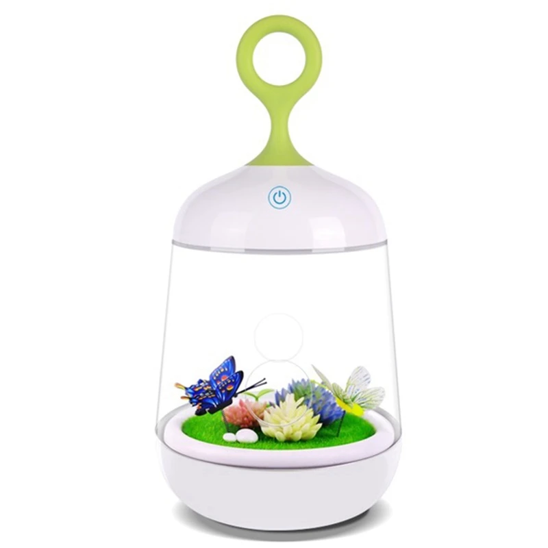ABUI-Usb 3D Plant Diy Led Rgb Colorful Birdcage Nightlight Table Lamp Luminary Rechargeable Press Control Baby Bedroom Night Lig