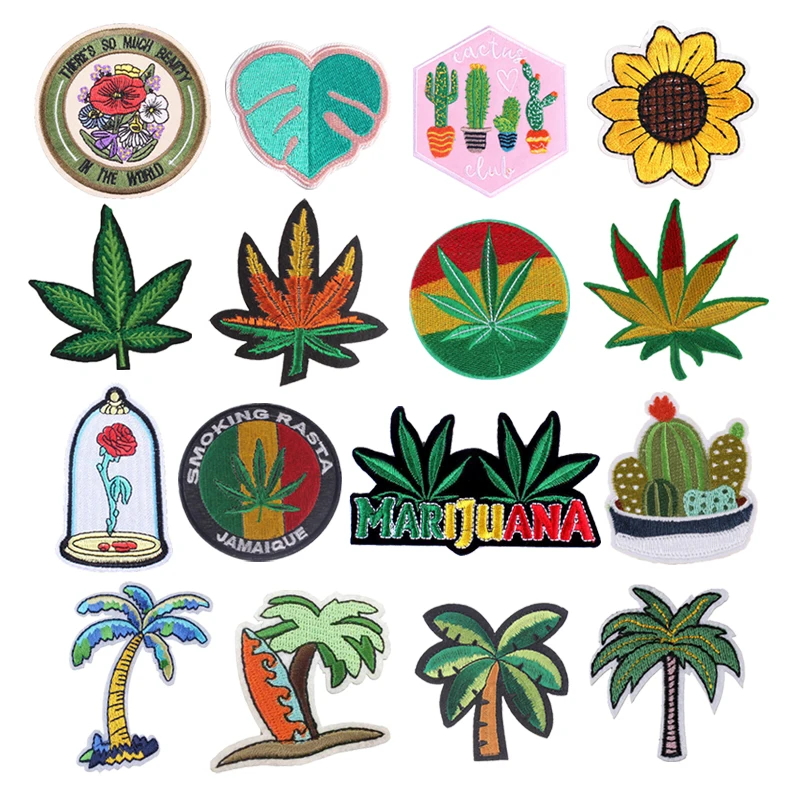 

Iron Sticker Patches For Children Tree Flower Plant Stripes Decal Sew On Appliqued Fabric Ironing Applications Embroidered Patch