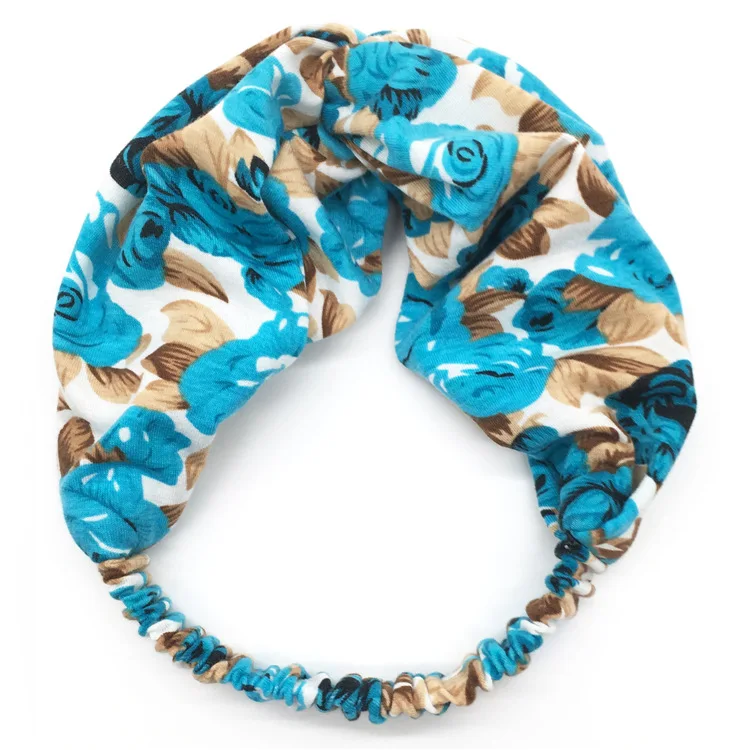 Фиолетовый Women Girls Summer Bohemian Hair Bands Print Headbands Vintage Cross Turban Bandage Bandanas HairBands Yoga Hair Accessories - Цвет: Фиолетовый