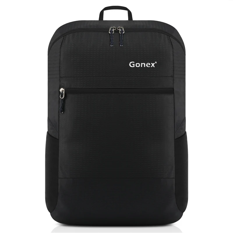 Gonex 30L Сверхлегкий упаковочный рюкзак, повседневная нейлоновая складная сумка на плечо для путешествий, кемпинга, школы, шоппинга - Цвет: Black
