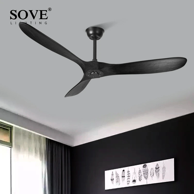 Современный винтажный деревянный потолочный вентилятор SOVE без подсветки