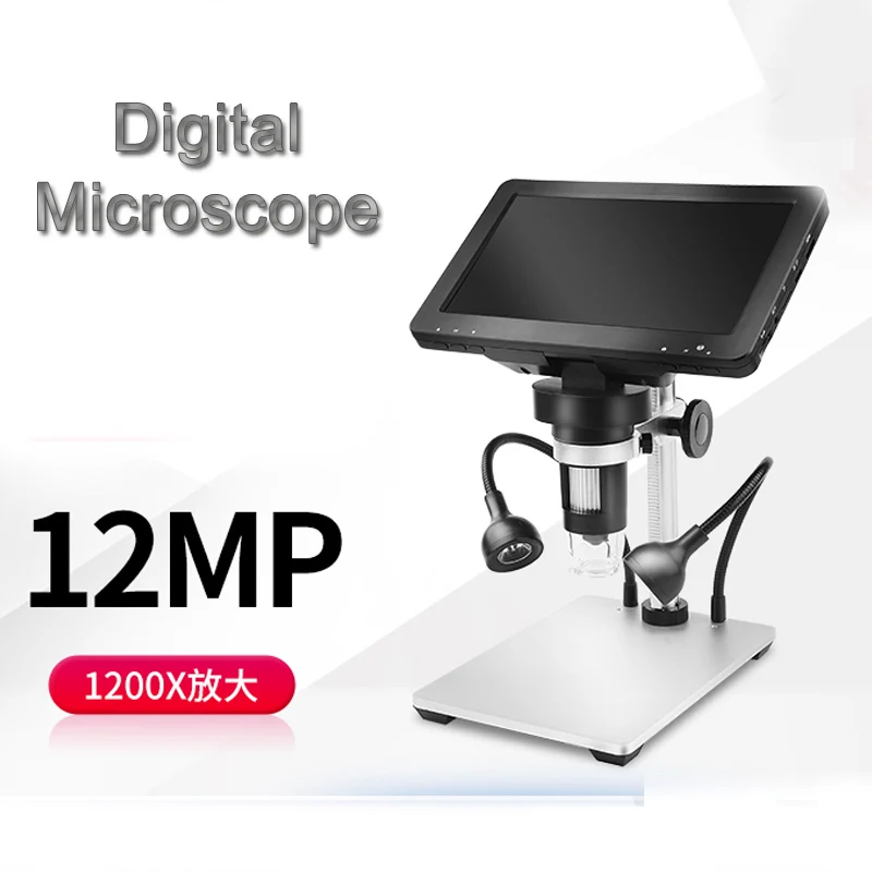 InLoveArts Microscope numérique 2021 dernier écran 12 Pouces DM9 HD 7 Pouces Microscope numérique LCD 1000x avec Deux contrôleurs de Mise au Point pour iPhone Android iPad Mac Windows 