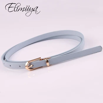 

Elimiiya Brand New Multicolor Decorative Dress With Slim Sweater Sleeveless Belts Ms Wild Pin Buckle PU Small Belt Korean