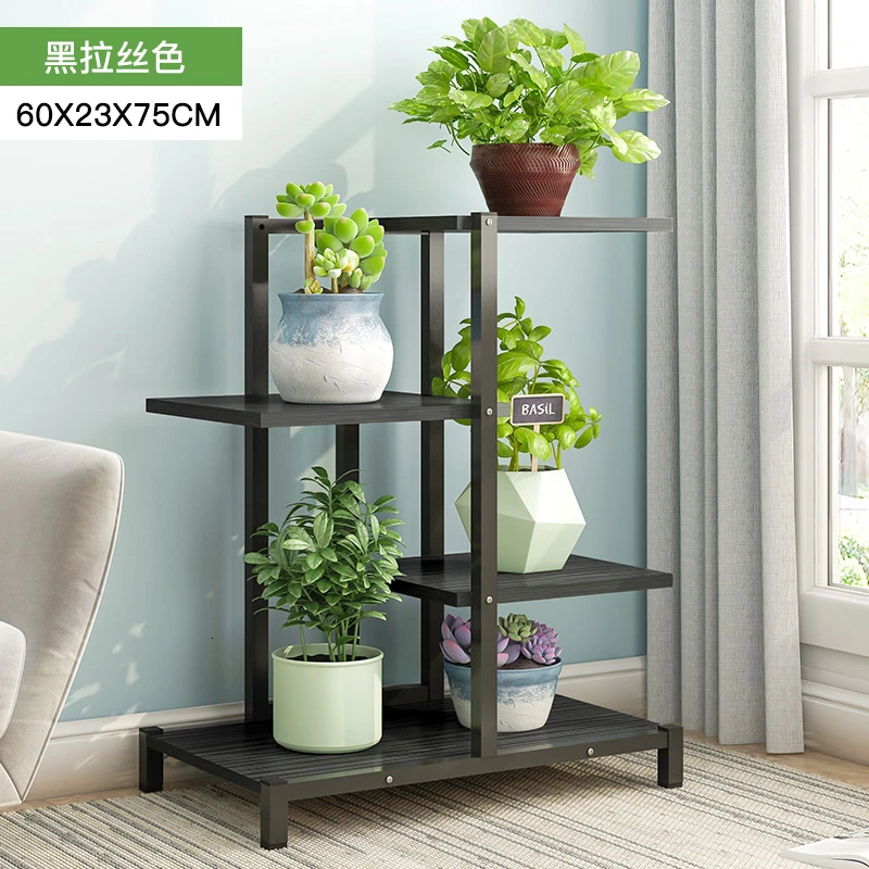blackframe Многоэтажных Крытый балкон в Гостиная железа искусство цветочный горшок полка бытовой - Цвет: blackframe
