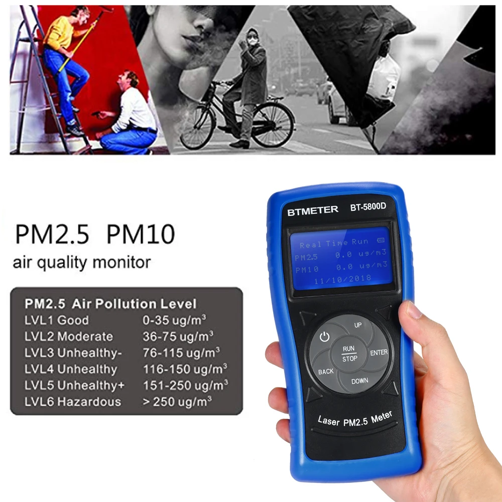 ЖК-цифровой PM2.5 детектор качества воздуха PM10 датчик концентрации частиц для помещений на открытом воздухе газовый тестер анализатор воздуха