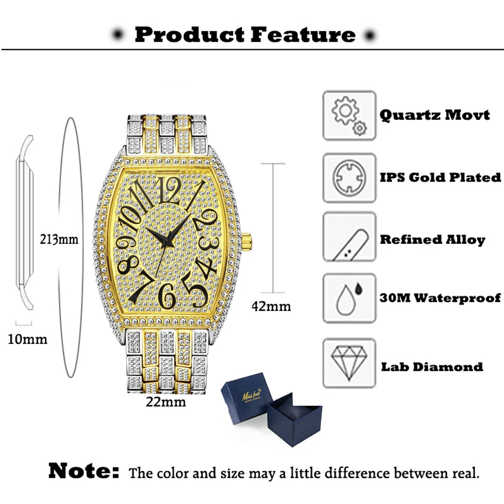 Часы Со Льдом Для мужчин в стиле хип хоп шикарные полностью бриллиантовые