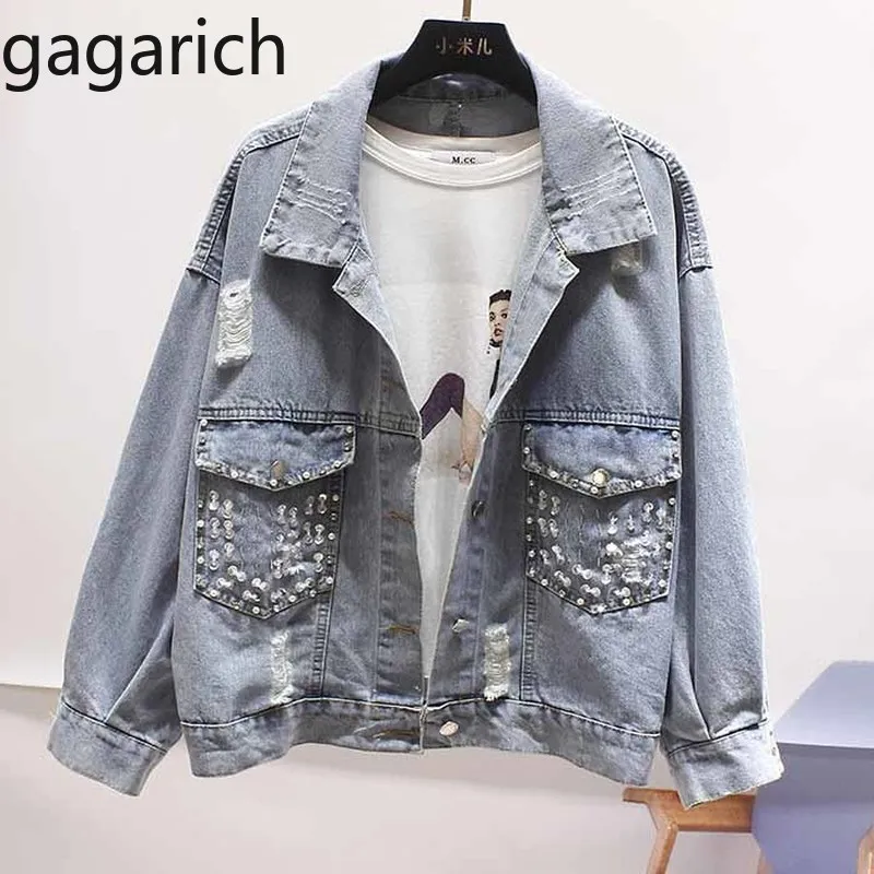 

Gagarich Women Denim Jacket Short Loose Korean Version 2019 Autumn New Style Joker Chic Student Coat Hole Tide 2019
