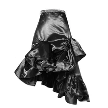 MEVGOHOT женские модные черные Светоотражающие юбки с драпировкой и оборками, осенняя плиссированная Асимметричная юбка-труба с высокой талией HD2531