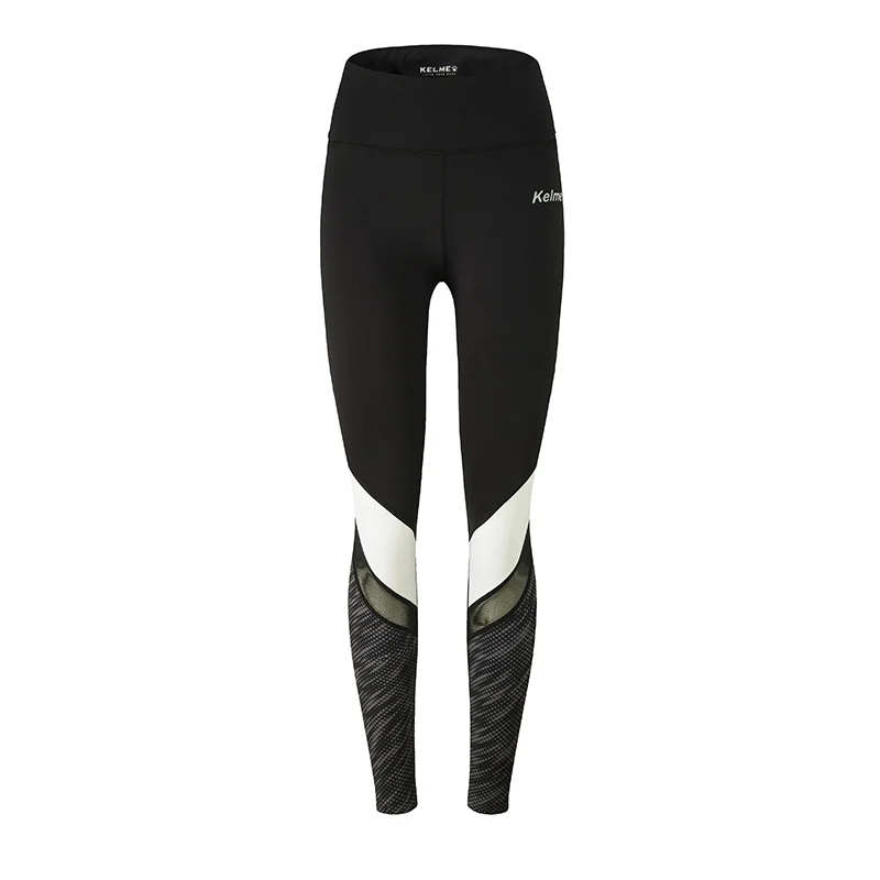 KELME, для бега, дышащие, для фитнеса, женские, спортивные, для йоги, для тренировок, с высокой талией, трико, леггинсы, 3682024-1 - Цвет: Black