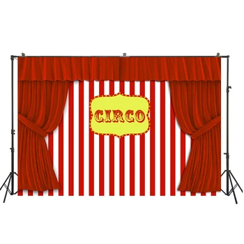 

Red Curtain Circo Backdrop Circus Theme Happy Birthday Background Baby Shower Decor Kids Portrait Photo Booth Studio Props W3348