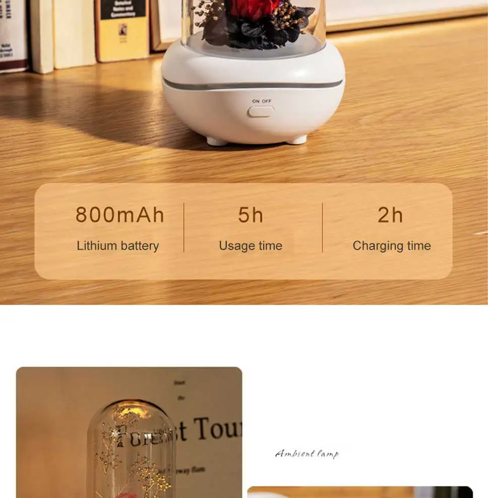 Eternal flower fragrance lamp creative mute fragrance lamp mini essential oil fragrance lamp holiday gift night light bedroom