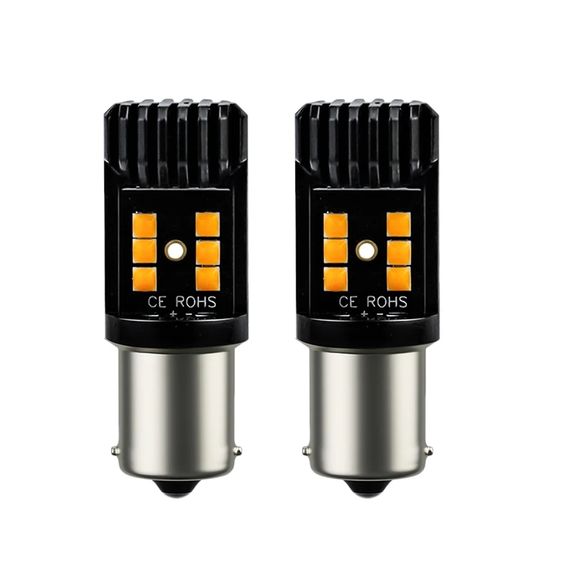 2 шт. желтые 1156 BA15S P21W 12SMD 3030 светодиодные сигнальные лампы для замены сигнала