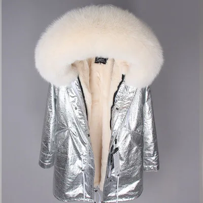 Лаванда winter new real fox fur collar to overcome the long paragraph fur coat jacket female winter - Цвет: Лаванда