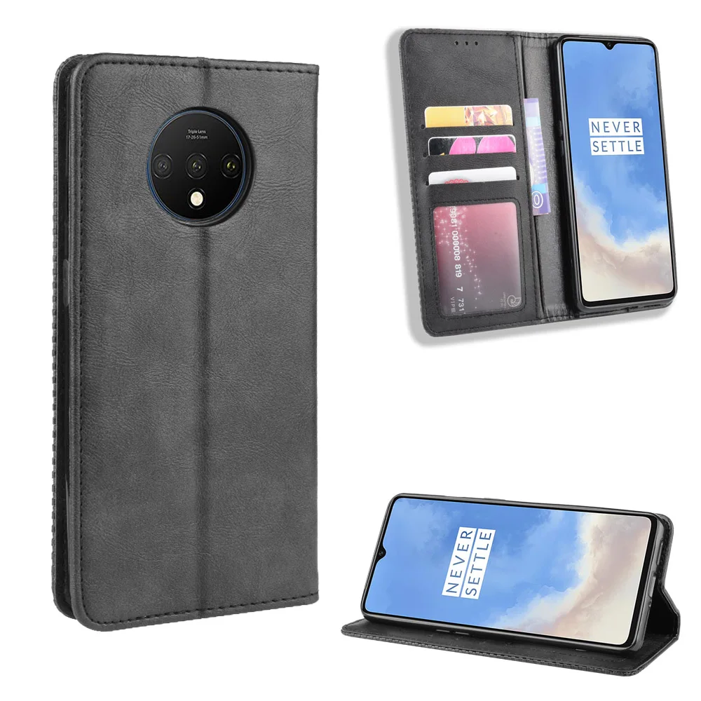 Магнитный винтажный кожаный чехол премиум класса, чехол для Oneplus 7T One Plus 7T 1+ 7 T, чехол с откидной крышкой 6,55 дюймов, легкомысленный чехол с защитой от падения