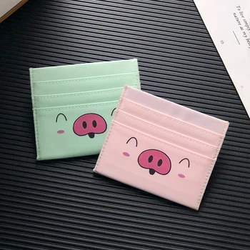 

2019 New Fashion Cute Cartoon Smile Pig Women's Small Thin Coin Purse Durable Oxford Change Wallet Card Holder Bag Case Wallets